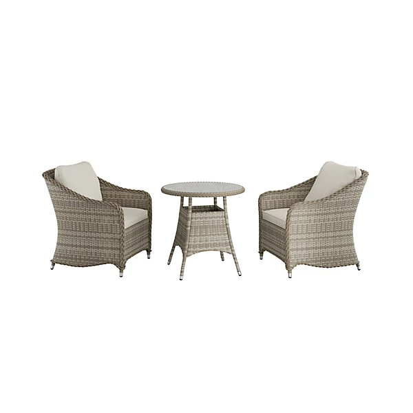 GoodHome Hamilton Cappuccino Rattan effect 2 seater Bistro set - Image 2